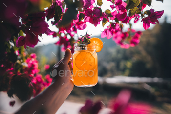 Orange juice,Cold orange juice in a glass