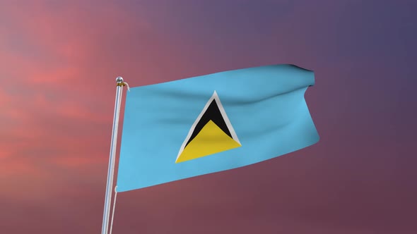 Flag Of Saint Lucia Waving 4k
