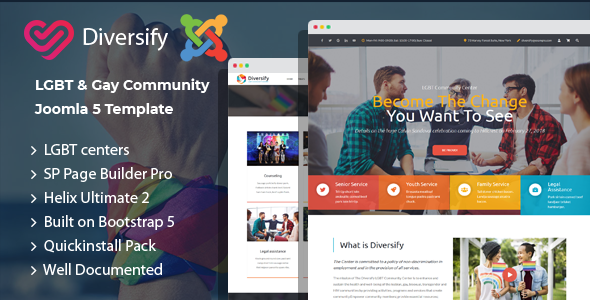 Diversify - Joomla 5 LGBT & Gay Community Template