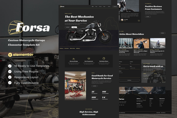 Forsa - Custom Motorcycle Garage Elementor Template Kit