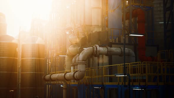 Oil Industry Refinery Factory at Sunset alt
