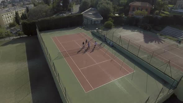 Photographer Taking Photos of Tennis Team on Court, Hobby and Sport, Vacation