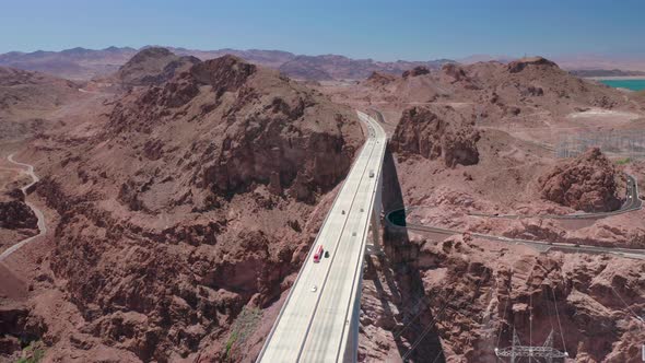 Mike o’Callaghan – Pat Tillman Memorial Bridge Known As Hoover Dam Bypass. USA. Aerial View. .