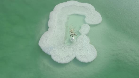 Aerial view of Dead Sea shoreline in Negev, Israel.