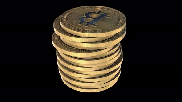 4k animated bitcoin coin. Abstract background. 3d rendering