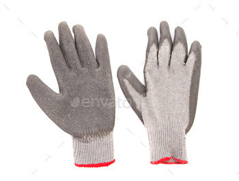 Gray rubber protective gloves