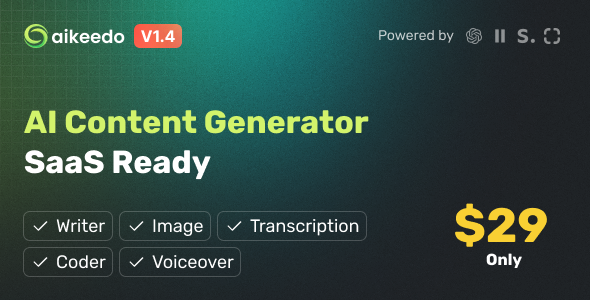 Aikeedo - AI Content Generator Platform - SaaS Ready - OpenAI