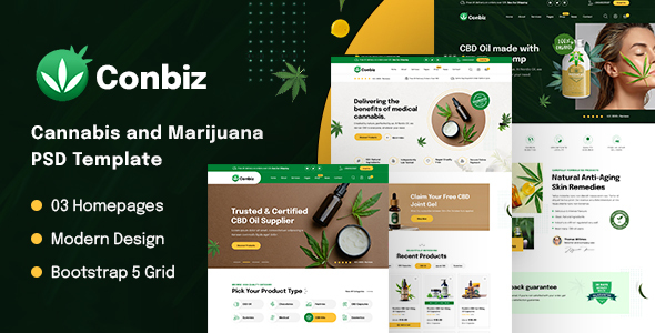 Conbiz - Marijuana and CBD Oil PSD Template