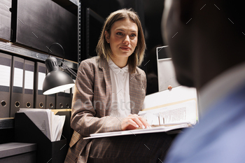 Managers organizing at business files