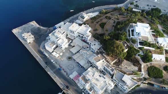 Village of Koubara on the island of Ios in the Cyclades in Greece from the sky