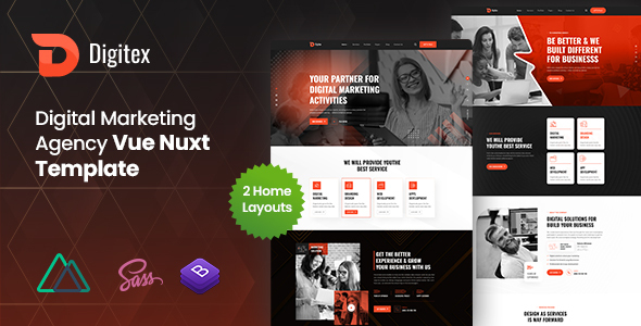 Digitex - Digital Marketing Agency Vue Nuxt Template