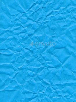 Surface of colored paper, sheet of crumpled blue paper