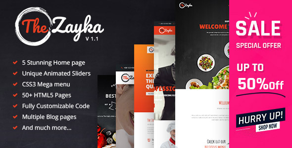 The Zayka – Multipurpose Restaurant & Cafe HTML5 Template