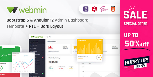 Webmin – Bootstrap 5 & Angular 12 Admin Dashboard HTML5 Template