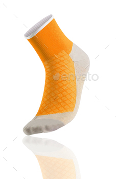 yellow soccer sock isolated on white