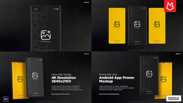 Android App Promo Mockup | S24 Ultra Matte Black