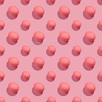 Easter composition pattern in pink shades. Painted eggs on a pink background.