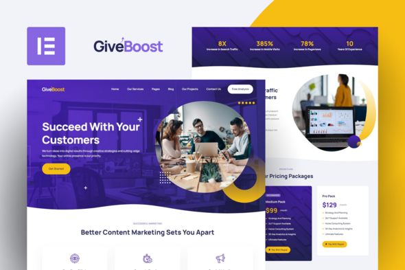 GiveBoost - Digital Marketing Agency Elementor Template Kit