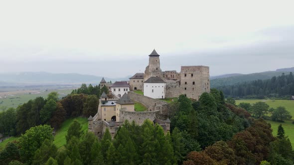 Aerial view of the castle in Stara Lubovna, Slovakia