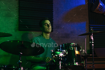 Drummer Performing In A Live Concert