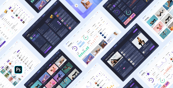 FitooZone – Fitness Dashboard UI Kit for Adobe Photoshop