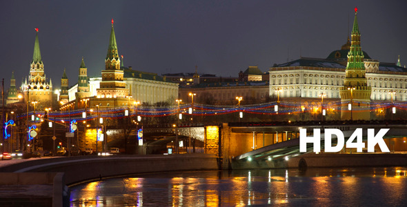 Moscow, Russia, Night View Time Lapse 4K