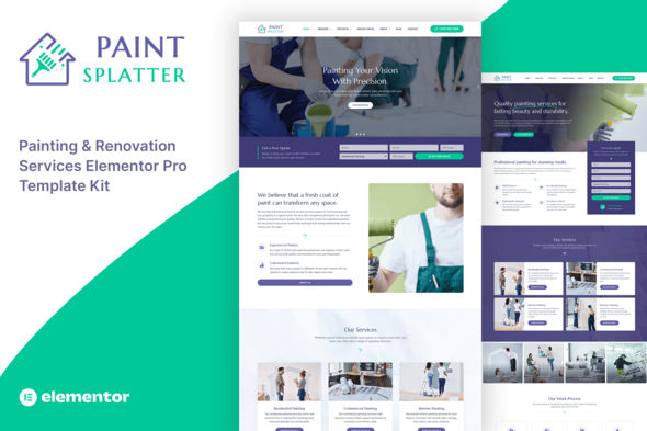 Paint Splatter - Painting & Renovation Services Elementor Pro Template Kit