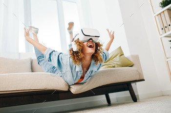 Virtual Reality: A Modern Woman's Joyful Indoor Entertainment, Looking Into the Futuristic with a