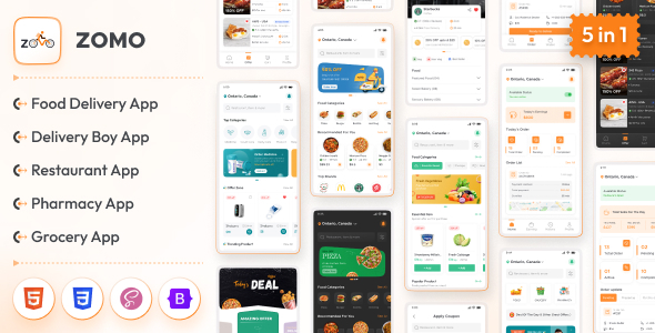 Zomo - Online Organic Food Delivery & Grocery Market Mobile PWA Html Template