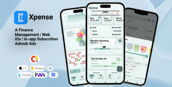 Xpense - Finance Management App | iOs | Web | in-app Subscription | Admob Ads