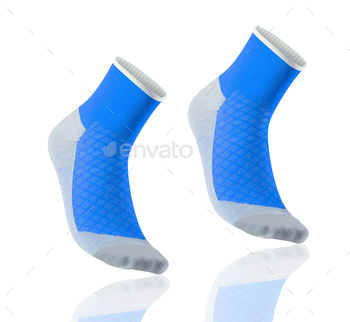 blue soccer socks isolated on white