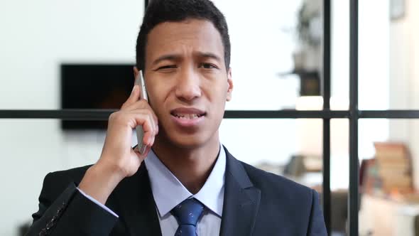 Phone Talk, Businessman Attending Call at Work