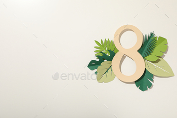 Paper number eight, with paper decorative leaves