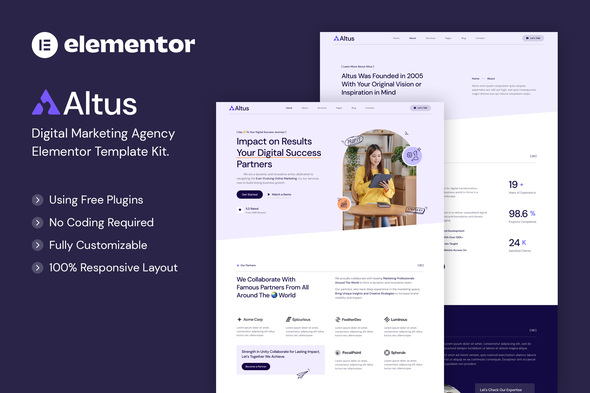 Altus – Digital Marketing Agency Elementor Template Kit