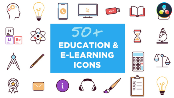 Animated Icons for Education and E-learning for DaVinci Resolve