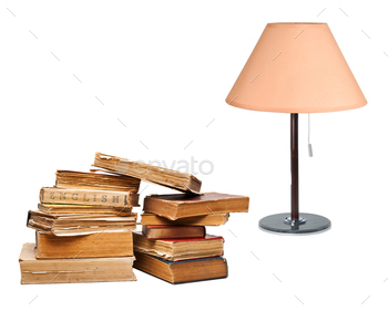 old books with a lamp