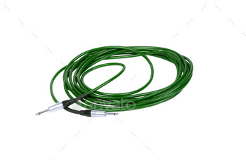 Green cable on white