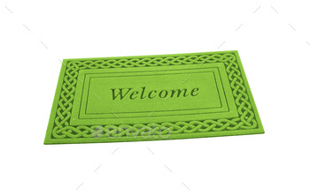 Welcome Green Door Mat