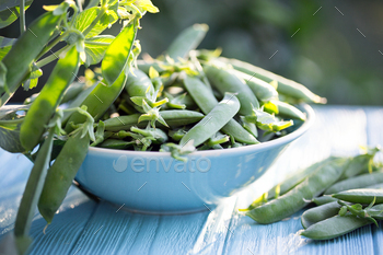 Green peas on a table