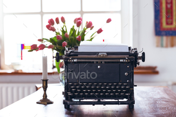 retro typewriter on the table