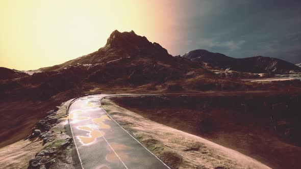 Small Road in the Severe Landscape of Isle of Skye