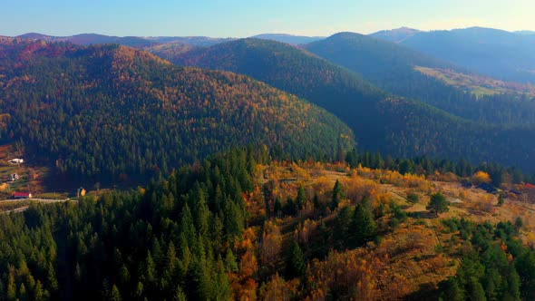 Aerial Drone Video Flying Over Carpathians Mountains, Ukraine, Europe