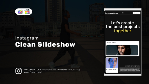 Instagram Clean Slideshow for Apple Motion and FCPX alt