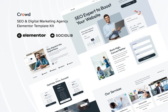 Crowd – SEO & Digital Marketing Agency Elementor Template Kit