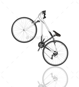 a white mountain bike isolated