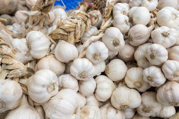 Stack of the garlic selling at wet market