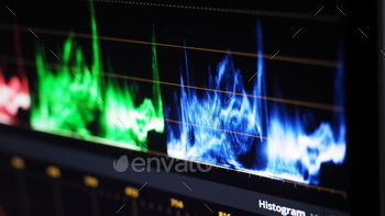Color grading graph or RGB colour correction indicator on monitor