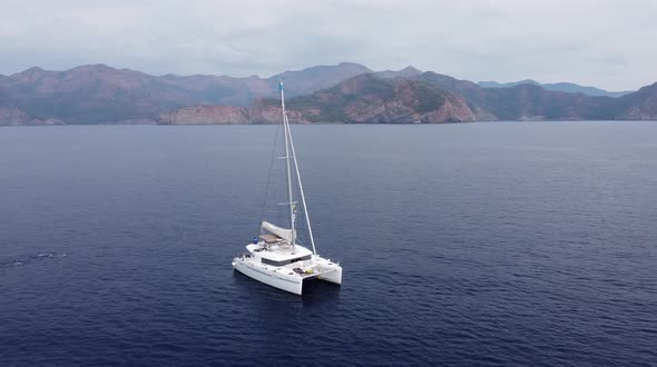 Catamaran on the high seas