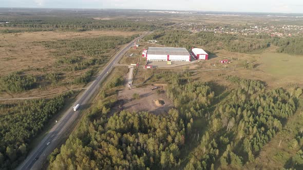 Aerial View of Logistics Center Next to The Highway 07