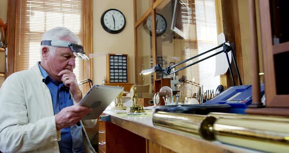 Horologist using digital tablet